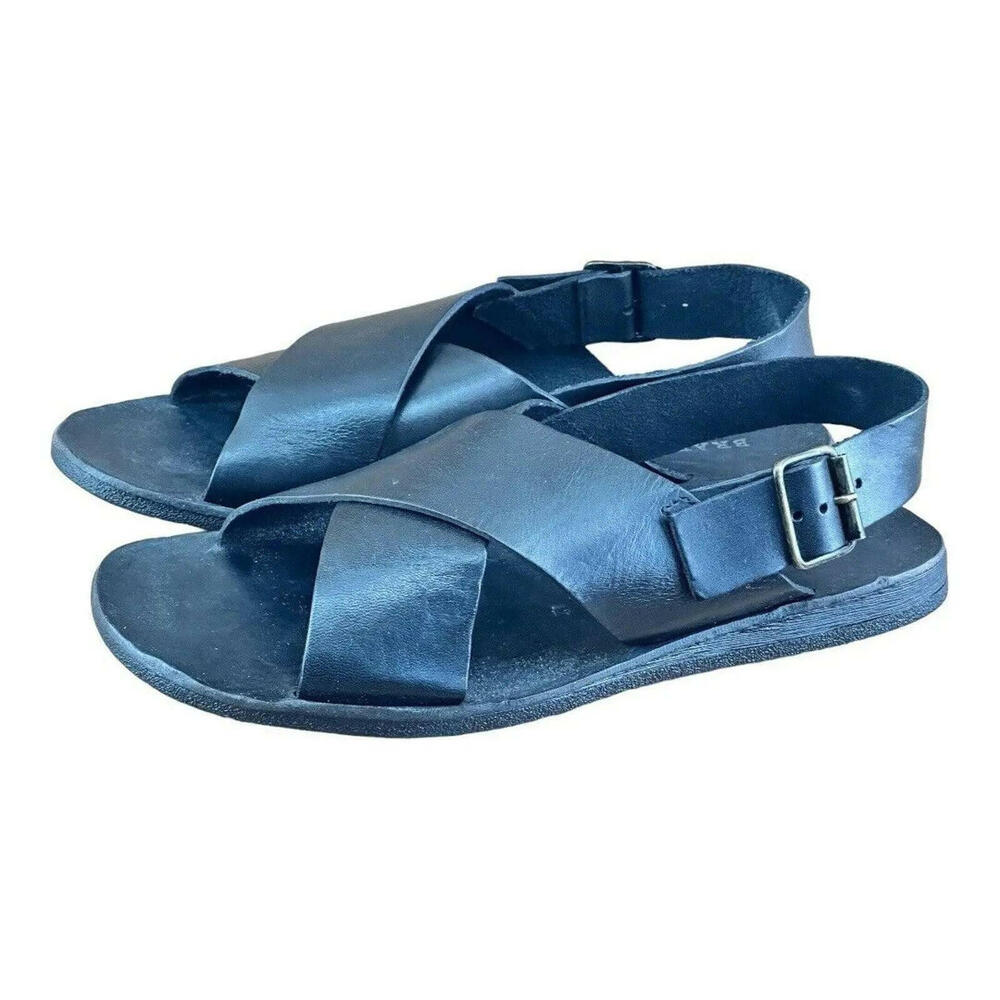 BRADOR Men size 8.5-9 Noisy Black Sandals Leather